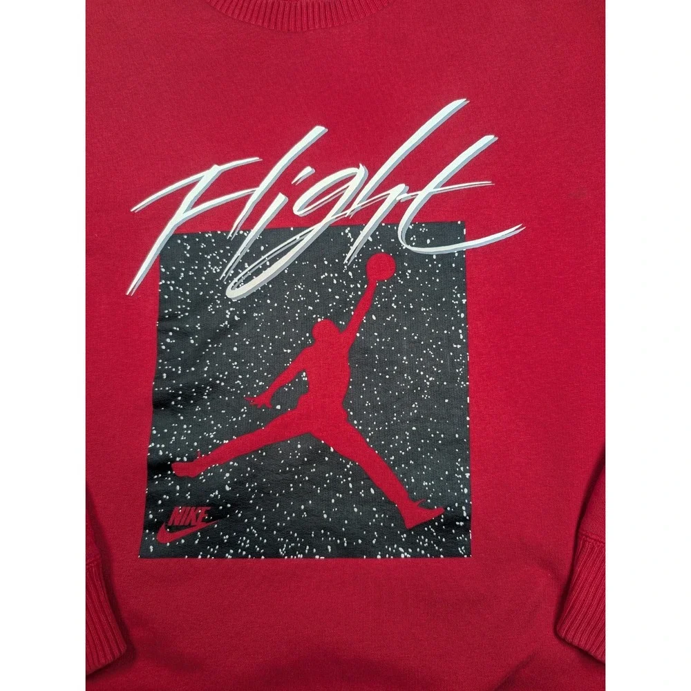 Nike Air Jordan Flight Jumpman Speckle Logo Red Crewneck Sweatshirt Mens XL